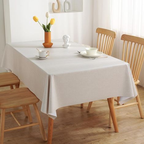 Wasserfeste und abwaschbare Kunststofftischdecke, ideal für Partys, Feste, Feiern usw., 1 Stück, beige, 140 × 180 cm (1/5)