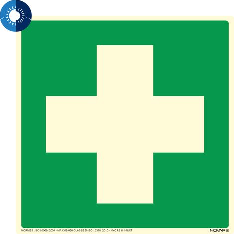 Panneau photoluminescent HD Premier secours - rigide 200x200mm - 4055329