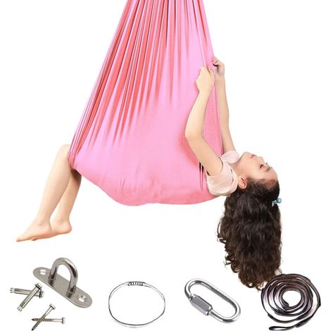 Hamac Balançoire Elastic Sensoriel Pour Enfants Thérapie Autisme - 280 x 150 cm, rose
