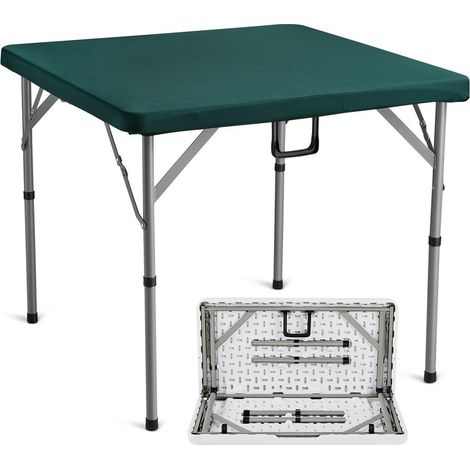 Table de Mahjong Pliante Table de Jeu de Cartes 4 Joueurs Poker Dominos Plateau Vert avec Poignée 86x86x74 cm (1/5)
