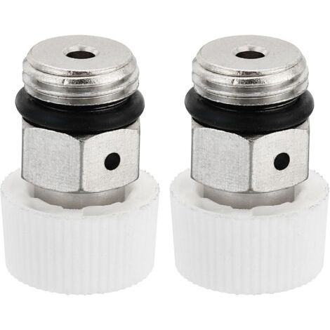 1/4" BSP Mâle Filet Manuel Radiateur Air Ventilation Vannes, 2 Paquet Nickel Plaqué Laiton Bouchon Vanne Pas Besoin Clé pour Radiateur Chauffage, Argenté Blanc (1/5)