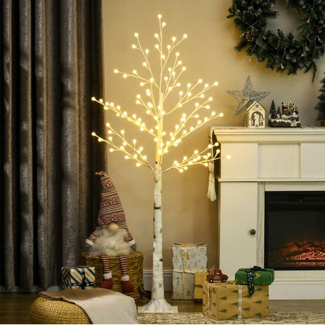 Arbre lumineux LED 20x20x150 cm en plastique et acier blanc, éclairage réglable pour fêtes – MEUBLIV (1/5)