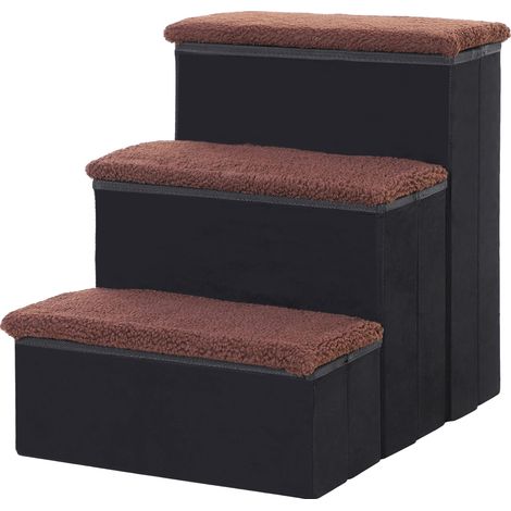 Escalera para mascotas, diseño plegable, superficie antideslizante, color negro, 40 x 54 x 48 cm (1/2)
