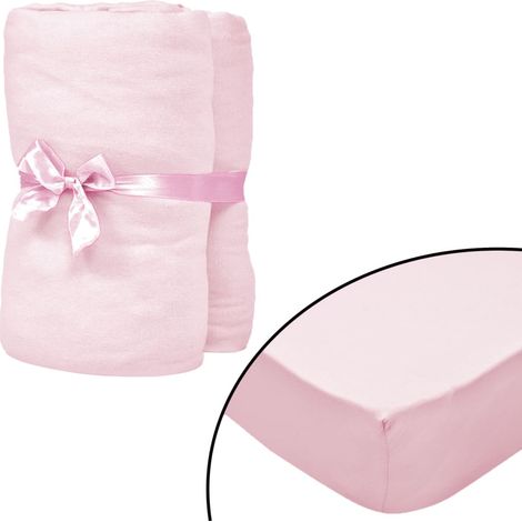 Vidaxl Lençol ajustable para vigas CR 4 pcs 60x120 cm de algodón rosa (1/4)
