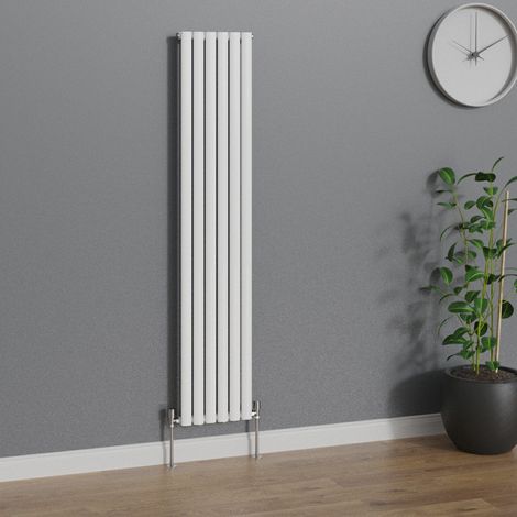WarmeHaus Vertical Oval Single Panel White Radiator 1800x354mm (1/5)