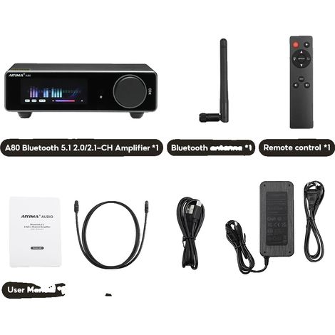Amplificador de potencia, conectividad Bluetooth, audio de alto rendimiento, A80 con 48V 5A UE (1/2)