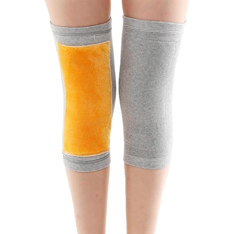 1 paire de genouillères thermiques épaisses en laine cachemire pour adultes (XL, gris), unisexes, idéales pour l'hiver, le volley-ball, la danse, le cyclisme et les sports de plein air. (1/5)