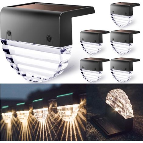 Ensemble de 6 lampes solaires de jardin - Éclairage extérieur avec détecteur - Lampe étanche - Éclairage d'ambiance LED blanc chaud - Noir (1/5)