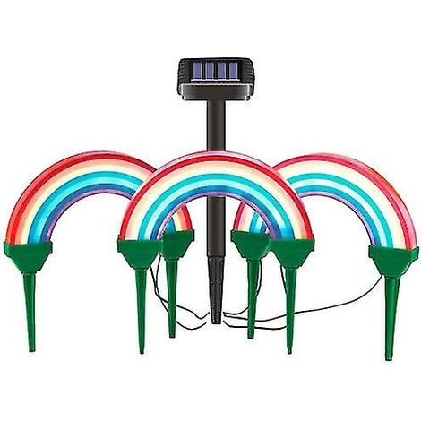 Lot de 3 lampes solaires de jardin à piquet LED arc-en-ciel pour allée (1/5)
