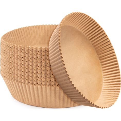 Lot de 100 feuilles de papier sulfurisé jetables pour friteuses à air, 20 cm, antiadhésives, couleur naturelle.-AquaForge (1/4)