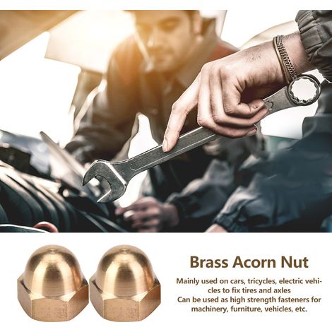 Kit 5 Écrous Borgnes Laiton Tête Hexagonale À Dôme Pour Fixations Véhicule M12 (1/5)