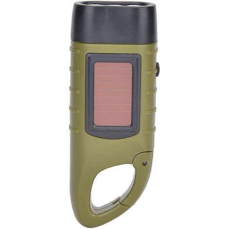 Lampe torche d'urgence solaire à manivelle pour éclairage extérieur, lampe torche portable LED (verte) (1/5)