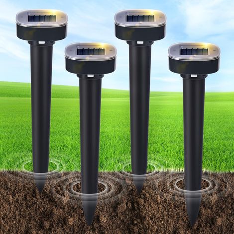 Repellente ultrasonico solare per talpe - Set di 4 - IP65 impermeabile - Giardino e prato - Contro serpenti e moffette (1/5)