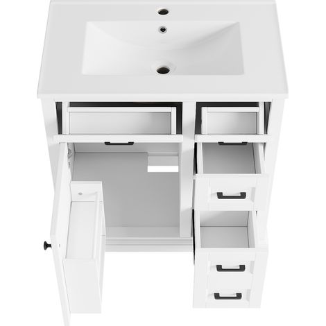 Mobile bagno con lavabo ceramico integrato 76 x 47 x 82 cm, MDF laccato bianco HOMVRA (1/5)