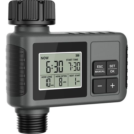 Ordinateur d'irrigation, minuterie d'irrigation, minuterie d'arrosage, contrôle d'irrigation, programmable, étanche IPX5, minuterie d'eau pour jardin (1/5)