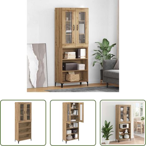 vidaXL Buffet murale - Haut Armoire Montage mural Chêne artisanal 69,5 x 34 x 180 cm (1/5)