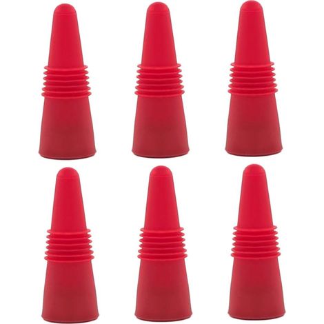 6 bouchons de vin - inox/silicone - étanche - réutilisable (1/5)