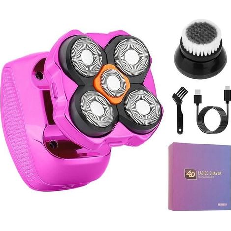 Épilateur électrique pour femme,4 têtes rechargeables,Épilateur 360 degrés, câble de chargement USB,Tondeuse étanche pour femme (1/5)