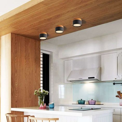 Spot Plafond en Saillie Rond LED Plafonnier Aluminium 7W Ø110mm 230V pour Couloir Chambre Salle à Manger Cuisine Salon -Noir Mat-blanc Chaud 3000k (1/4)