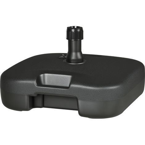 Bases para sombrillas de playa, soporte para sombrillas de jardín/terraza rellenable con 20 kg de agua y 30 kg de arena, 46 x 45 x 26 cm, HDPE negro (1/5)