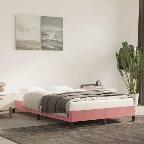 Cadre de lit 120 x 200 cm rose en velours avec sommier à lattes, sans matelas - PANGIVO (1/5)