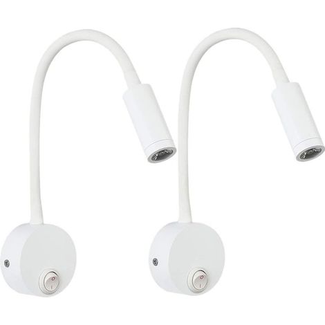 Lámpara de lectura de pared LED de 2 piezas, color blanco, lámpara de escritorio, luz blanca cálida, diseño de protección ocular, lámpara de noche con interruptor
