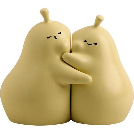 Separador de libros de cerámica – Motivo: Pera pequeña e inseparable, amarillo claro mate – 2 piezas para decorar salones o habitaciones infantiles. (1/5)