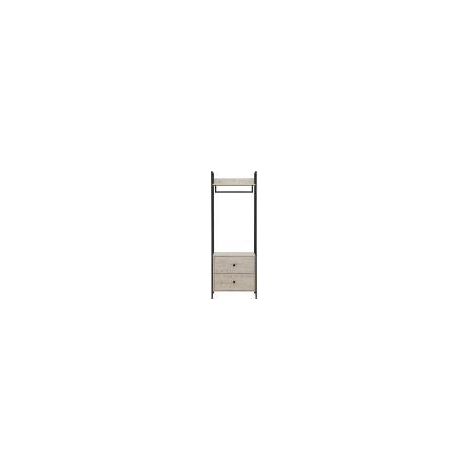 Open Wardrobe With 2 Drawers & Shelves with Metal Outer Frame – Ash Oak
