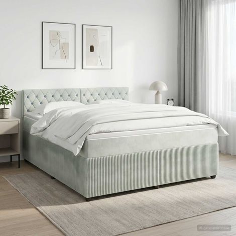 Cama box spring con colchón Gris Claro 180 x 200 cm Terciopelo (1/5)