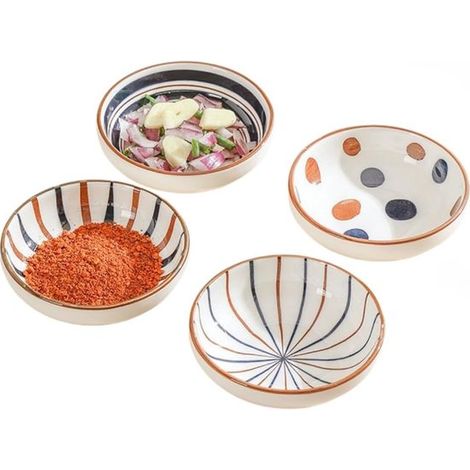 Juego de 4 pequeños cuencos de cerámica de 85 ml para salsas. Cuencos japoneses para salsas. Mini cuencos adorables para salsa de soja (1/2)
