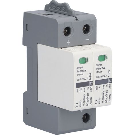 Parafoudre 2P 40KA 500VDC pour Système Photovoltaïque, Protection Surtension CHLT-40PV (1/5)