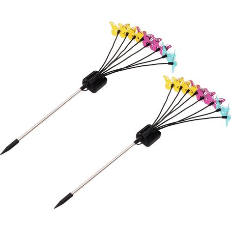 Lot de 2 lampes solaires papillon pour jardin, avec 8 papillons et lumière chaude. (1/5)