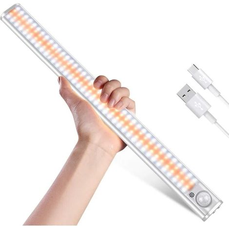 Lampe de placard 160 LED avec détecteur de mouvement, rechargeable USB, gradation continue, 3 modes – DELKEVIC (1/5)