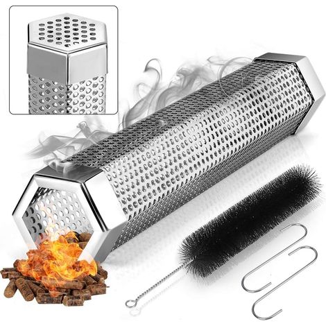 Tube Fumage Pellets 12 Pouces Acier Inox pour Fumage Froid ou Chaud Barbecue Compatible Tous Grills Smokers (1/5)