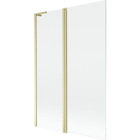 Mexen Mist L paravento per vasca da bagno a 2 ante 120 x 150 cm, trasparente, oro spazzolato - 8A9L-120-011-55-00 (1/5)