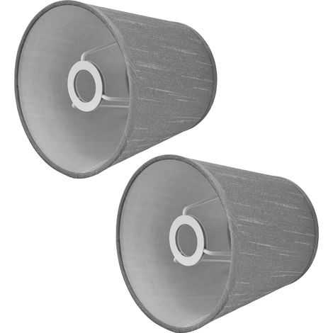 Abat-jour en tissu gris argenté, style européen, 2 pièces, pour lustre E14, lampe de table et lampadaire PX150 (1/5)