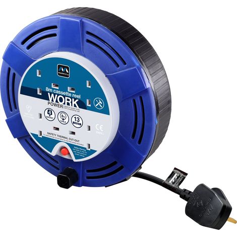 Cassette Cable Reel 8 Metre 4 Socket Thermal Cut-Out Blue 13A 240 Volt MSTMCT08134R (1/5)
