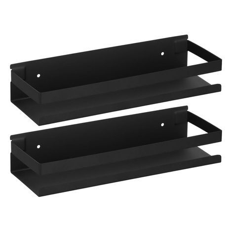 Scaffale da bagno set 2 pezzi. Appeso alla doccia 30x10 cm acciaio inossidabile loft nero. (1/5)