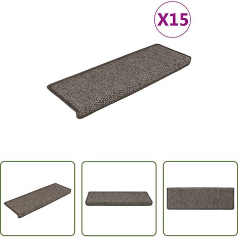 vidaXL Sisaloptik -  Treppenmatten Selbstklebend Sisal 15Stk. 65x21x4cm Grau & Beige (1/5)