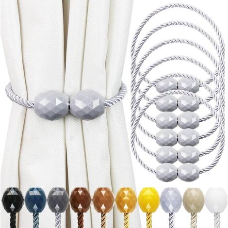 Magnetische Raffhalter für Gardinen, einfarbig grau, 6er-Set, dekorative Raffhalter für den Außenbereich - Crezuo