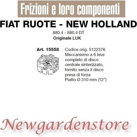 Embrague de disco de 6 palancas tractor 880.4 880.4DT LUK 15558 FIAT NEW HOLLAND 5122376