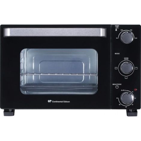 Mini Four Electrique CONTINENTAL EDISON CEMF22B -  22L noir - 1300W - Rotissoire, Convection naturelle