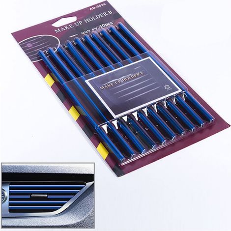 10 pièces Moulures en U Électrodorées Bleues 20cm pour Sorties d'Air Conditionné de Tableau de Bord Voiture (1/2)