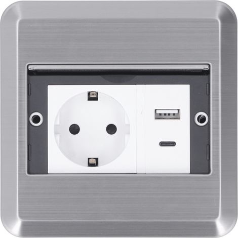 Prise de sol encastrée 16A avec prise USB et port Type C, bloc électrique au sol pour centre commercial, bureau et magasin (1/5)