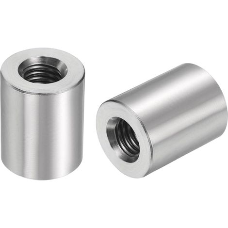 5pcs M8 Rond Connecteur Écrous, 304 Inox Acier Accouplement Écrou 20mm/0.79" Longueur Manchon Tige Barre Goujon Écrou pour Support, M8x20x16mm (1/4)