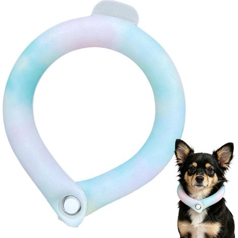 Bandana rafraîchissante pour chien - Bande de gel glacée réutilisable - Collier de refroidissement réutilisable - Protection contre la chaleur - Bleu - Été - Décoration d'extérieur (1/5)