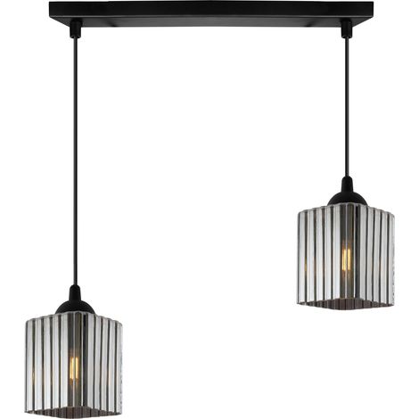 Lampada a sospensione Riffle, nera, 2 lampade, grafite, cubo, E27 (1/5)