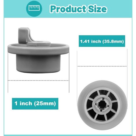Set di 8 rotelle per lavastoviglie, cestello portaposate, universale, compatibile con lavastoviglie Bosch e Siemens, cestello inferiore, modello 165314 (1/4)