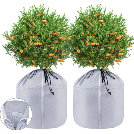 2 pièces Housses Thermiques Plantes Pot 40 x 40 CM Sac pot fleurs Housse d hiver pot fleurs Fermeture Éclair Cordon Plantes (1/4)
