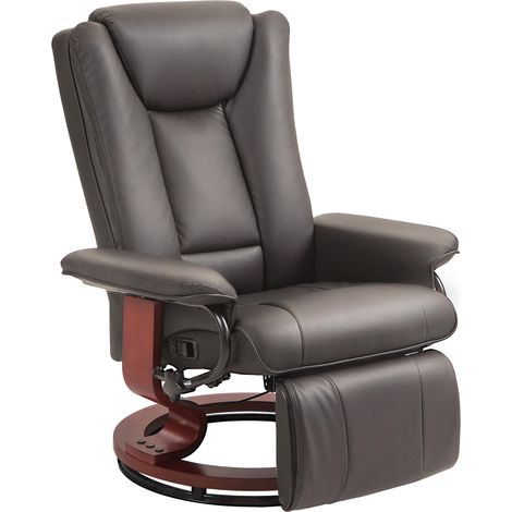 Fauteuil TV inclinable avec fonction relax, fauteuil lounge pivotant avec dossier réglable, supportant jusqu'à 150 kg, similicuir, marron